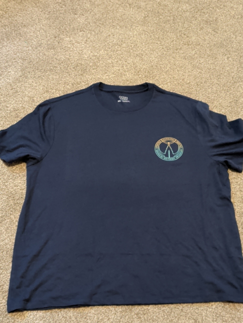 Ocean And Coast Men's XXL Navy Short Sleeve Crew Tee with Gradient Chest Logo